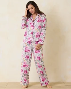Tommy Bahama Woven Sateen Long Sleeve & Pants Pajama Set Blushing Online