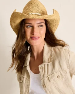 Tommy Bahama Zahara Raffia Cowboy Hat Natural/Gold New